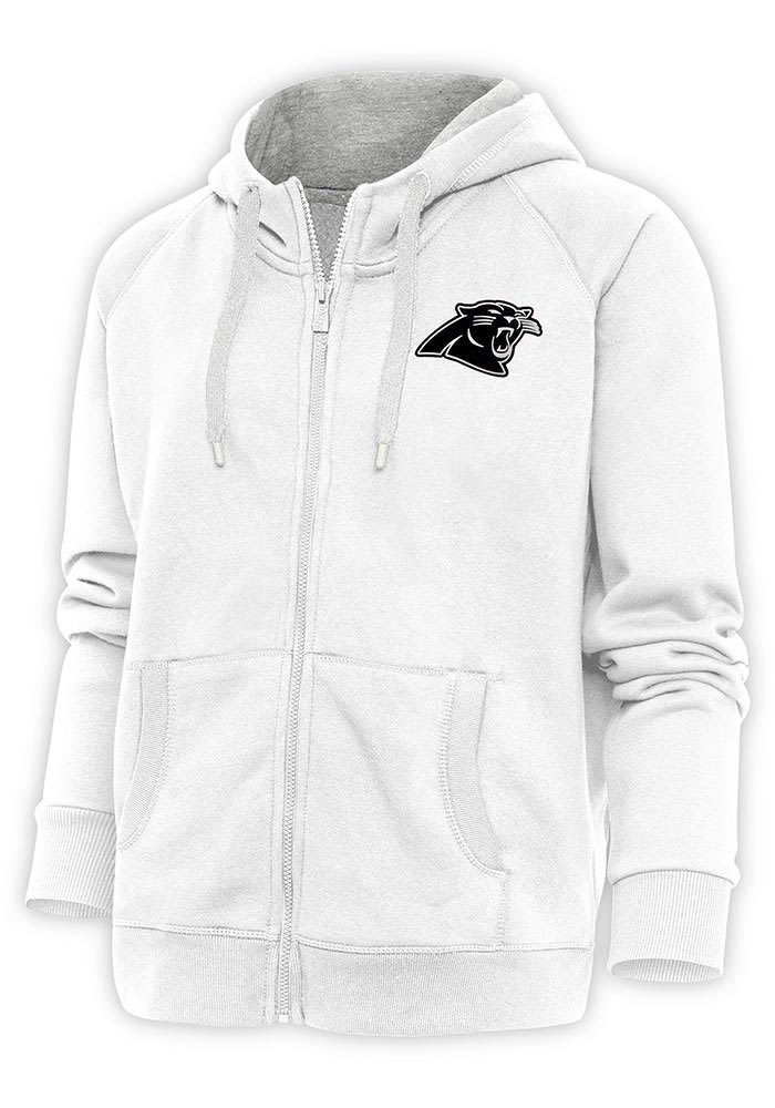 Women's Antigua Charcoal Carolina Panthers Metallic Logo Victory Full-Zip  Hoodie