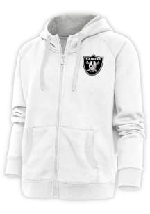 Antigua Las Vegas Raiders Womens White Metallic Logo Victory Long Sleeve Full Zip Jacket