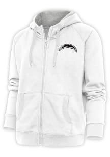Antigua Los Angeles Chargers Womens White Metallic Logo Victory Long Sleeve Full Zip Jacket