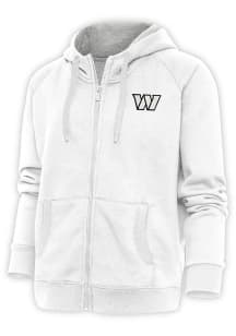 Antigua Washington Commanders Womens White Metallic Logo Victory Long Sleeve Full Zip Jacket