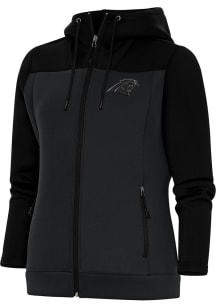 Antigua Carolina Panthers Womens Black Tonal Logo Protect Long Sleeve Full Zip Jacket