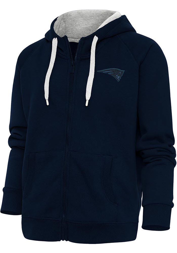 Antigua New England Patriots Navy Blue Tonal Logo Protect Long Sleeve Full Zip Jacket, Navy Blue, 100% POLYESTER, Size M, Rally House