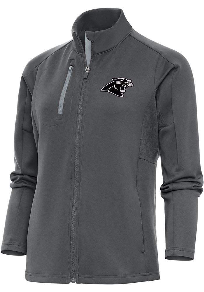 Carolina Panthers Antigua Metallic Logo Victory Full-Zip Hoodie - White