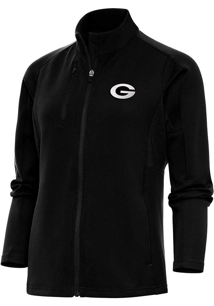 Antigua Green Bay Packers Womens Black Metallic Logo Generation Light Weight Jacket