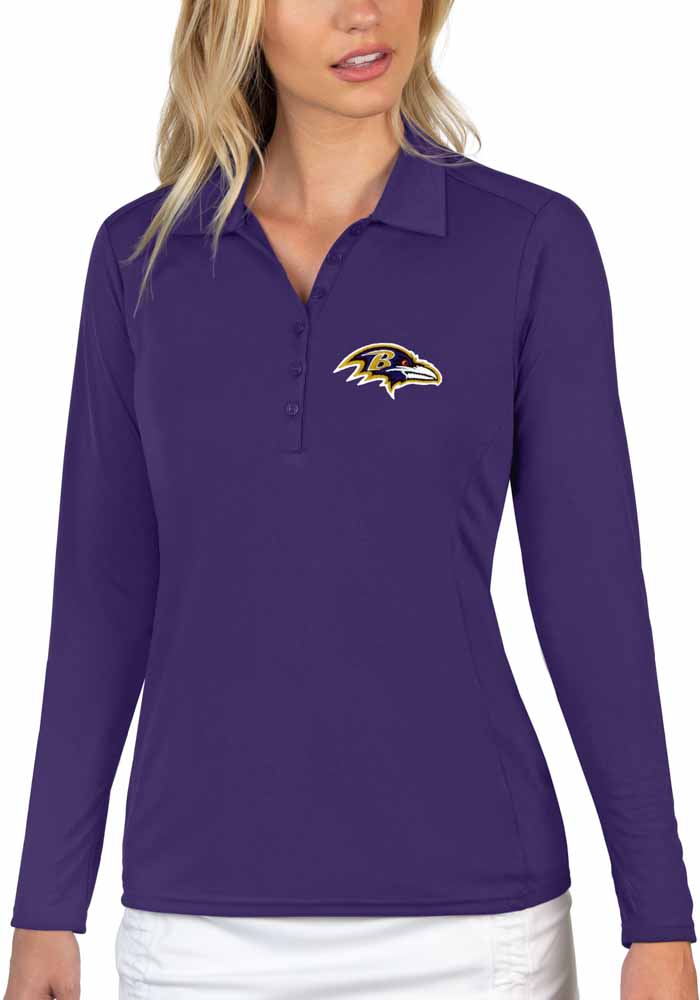 Baltimore Ravens Antigua Womens Purple Tribute Long Sleeve Polo