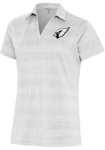 Antigua Arizona Cardinals Womens White Metallic Logo Compass Short Sleeve Polo Shirt