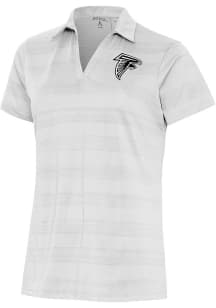 Antigua Atlanta Falcons Womens White Metallic Logo Compass Short Sleeve Polo Shirt