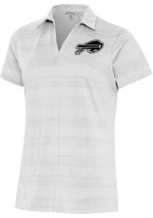 Antigua Buffalo Bills Womens White Metallic Logo Compass Short Sleeve Polo Shirt
