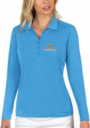 Antigua Los Angeles Chargers Womens Blue Tribute Long Sleeve Polo Shirt