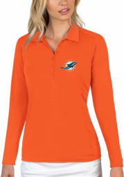 Antigua Miami Dolphins Womens Orange Tribute Long Sleeve Polo Shirt