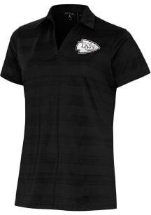 Antigua Kansas City Chiefs Womens Black Metallic Logo Compass Short Sleeve Polo Shirt