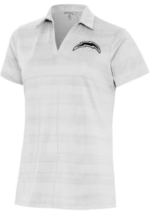 Antigua Los Angeles Chargers Womens White Metallic Logo Compass Short Sleeve Polo Shirt