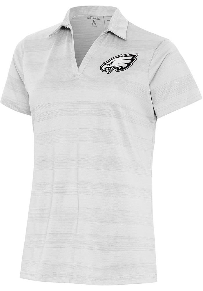 Antigua Philadelphia Eagles White Metallic Logo Nova Short Sleeve Polo, White, 100% POLYESTER, Size M, Rally House