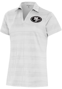 Antigua San Francisco 49ers Womens White Metallic Logo Compass Short Sleeve Polo Shirt