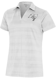 Antigua Tampa Bay Buccaneers Womens White Metallic Logo Compass Short Sleeve Polo Shirt