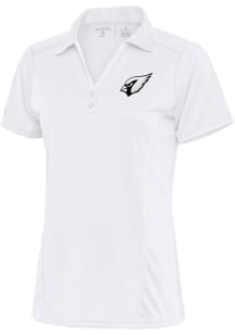 Antigua Arizona Cardinals Womens White Metallic Logo Tribute Short Sleeve Polo Shirt