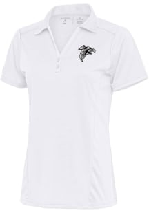 Antigua Atlanta Falcons Womens White Metallic Logo Tribute Short Sleeve Polo Shirt