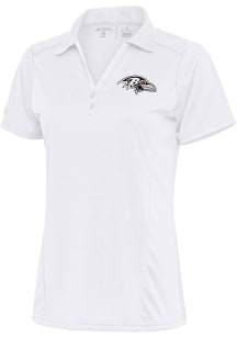 Antigua Baltimore Ravens Womens White Metallic Logo Tribute Short Sleeve Polo Shirt