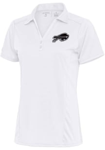 Antigua Buffalo Bills Womens White Metallic Logo Tribute Short Sleeve Polo Shirt