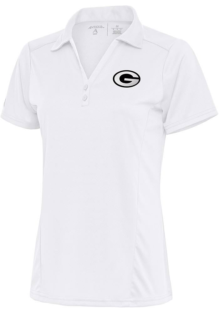 Green Bay Packers Antigua Women's Metallic Logo Compass Polo - White