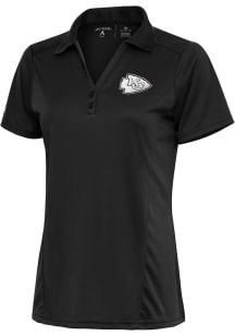 Antigua Kansas City Chiefs Womens Grey Metallic Logo Tribute Short Sleeve Polo Shirt