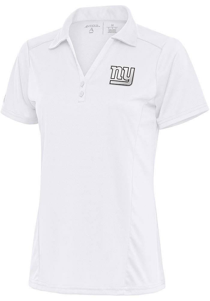 Antigua New York Giants Womens White Metallic Logo Tribute Short Sleeve Polo Shirt