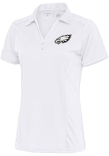 Antigua Philadelphia Eagles Womens White Metallic Logo Tribute Short Sleeve Polo Shirt