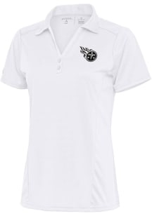 Antigua Tennessee Titans Womens White Metallic Logo Tribute Short Sleeve Polo Shirt