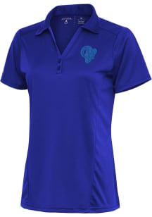 Antigua Los Angeles Rams Womens Blue Tonal Logo Tribute Short Sleeve Polo Shirt