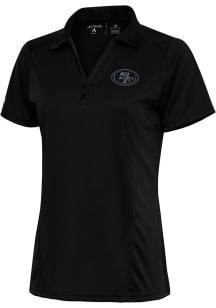 Antigua San Francisco 49ers Womens Black Tonal Logo Tribute Short Sleeve Polo Shirt