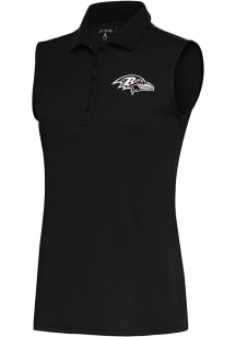 Antigua Baltimore Ravens Womens Black Metallic Logo Tribute Polo Shirt