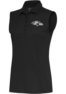 Antigua Baltimore Ravens Womens Grey Metallic Logo Tribute Polo Shirt