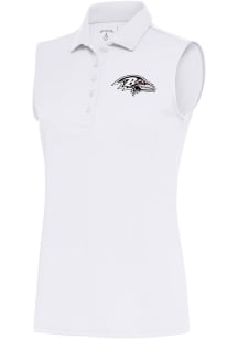 Antigua Baltimore Ravens Womens White Metallic Logo Tribute Polo Shirt