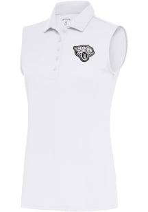 Antigua Jacksonville Jaguars Womens White Metallic Logo Tribute Polo Shirt