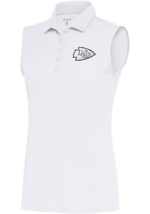 Antigua Kansas City Chiefs Womens White Metallic Logo Tribute Polo Shirt