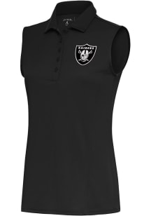 Antigua Las Vegas Raiders Womens Grey Metallic Logo Tribute Polo Shirt