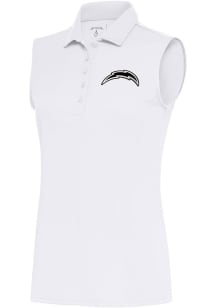 Antigua Los Angeles Chargers Womens White Metallic Logo Tribute Polo Shirt