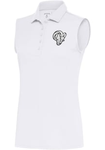 Antigua Los Angeles Rams Womens White Metallic Logo Tribute Polo Shirt