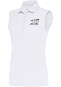 Antigua New York Giants Womens White Metallic Logo Tribute Polo Shirt