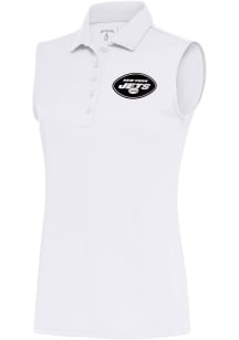 Antigua New York Jets Womens White Metallic Logo Tribute Polo Shirt