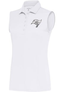 Antigua Tampa Bay Buccaneers Womens White Metallic Logo Tribute Polo Shirt