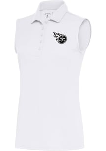 Antigua Tennessee Titans Womens White Metallic Logo Tribute Polo Shirt