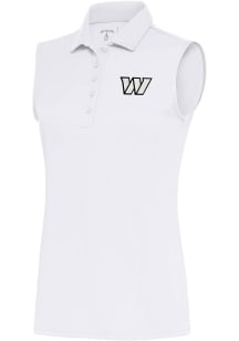 Antigua Washington Commanders Womens White Metallic Logo Tribute Polo Shirt