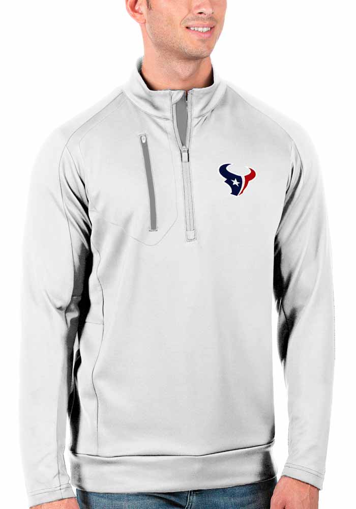 Antigua Houston Texans Mens White Generation Long Sleeve 1/4 Zip Pullover