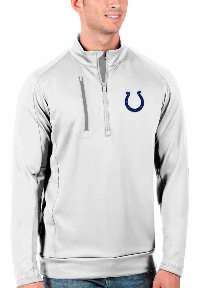 Antigua Indianapolis Colts Mens White Generation Long Sleeve 1/4 Zip Pullover