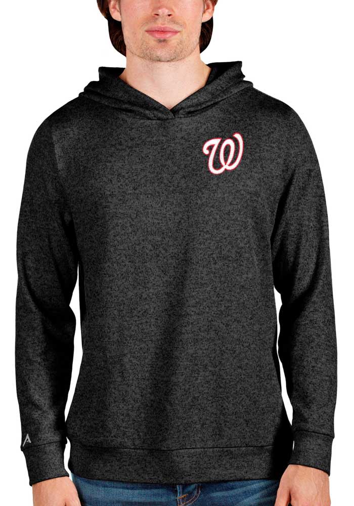 Antigua Washington Nationals Black Strong Hold Long Sleeve Hoodie, Black, 100% POLYESTER, Size XL, Rally House