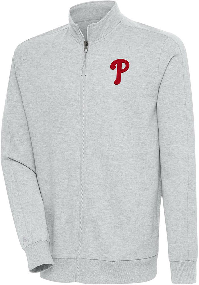 Antigua Philadelphia Phillies Grey Action Light Weight Jacket, Grey, 55% Cotton / 45% POLYESTER, Size M, Rally House