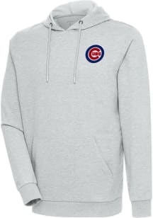 Antigua Chicago Cubs Mens Grey Action Long Sleeve Hoodie