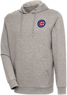 Antigua Chicago Cubs Mens Oatmeal Action Long Sleeve Hoodie