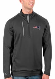 Antigua New England Patriots Mens Grey Generation Long Sleeve 1/4 Zip Pullover